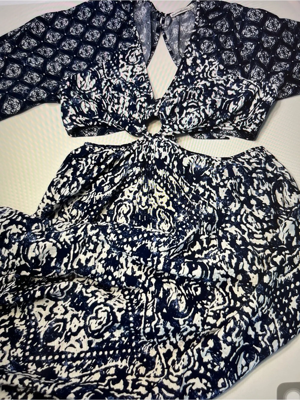 Abercrombie & Fitch Navy and White cutout ring Maxi dress… Sz L